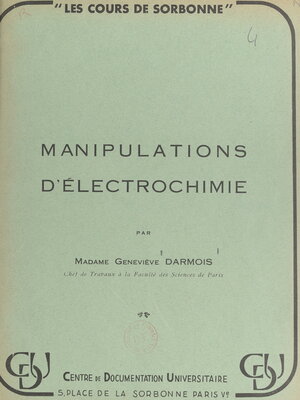 cover image of Manipulations d'électrochimie